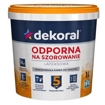 Farba lateks.do wnętrz DEKORAL Akrylit W biała 1L