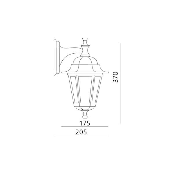 KOBI Lampa ogrodowa ścienna LO4102 dolna czar-złot