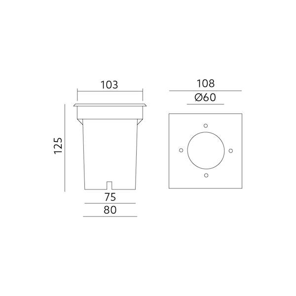 KOBI Lampa ogrodowa gruntowa Entrada1 kwadrat GU10