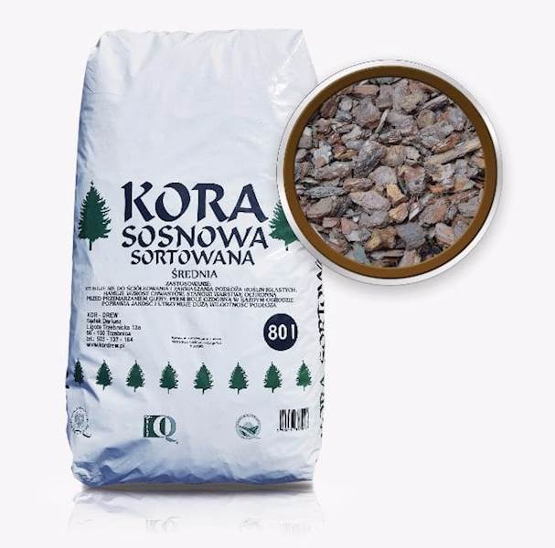 Kora dekoracyjna sosnowa średnia 2-5cm 80L