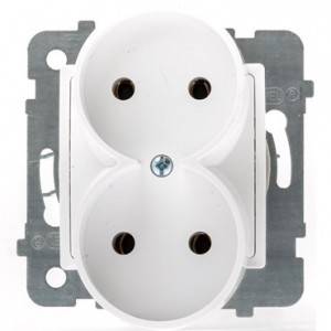 ROSA Gniazdo podwój.bez uziem.bez ramki białe