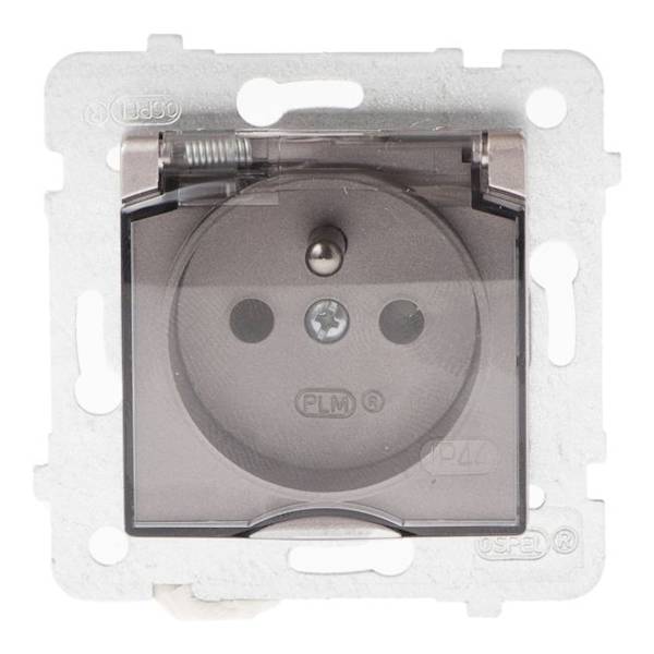 ROSA Gniazdo hermet.z uziem.bez ramki Tytan metal.