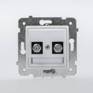 ROSA Gniazdo anten.podwójne typ F bez ram. białe