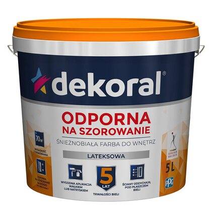 Farba lateks.do wnętrz DEKORAL Akrylit W biała 5L