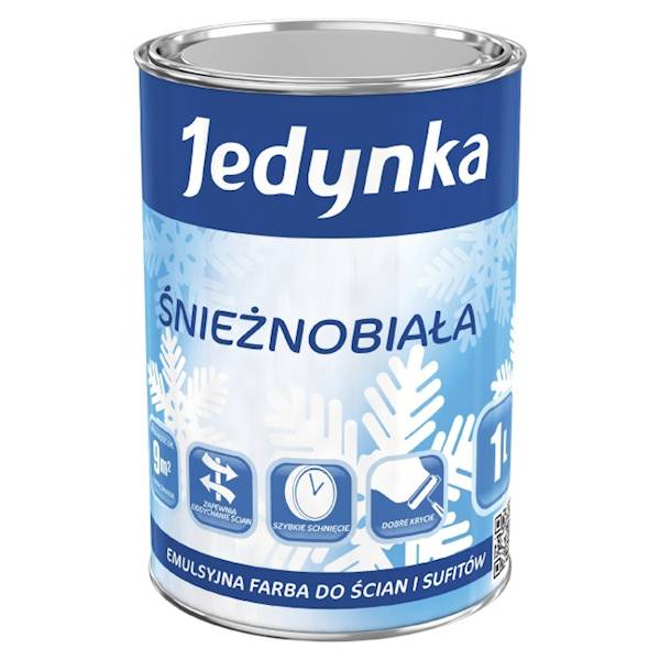 Farba emulsyjna wewn. JEDYNKA Śnieżnobiała 1L