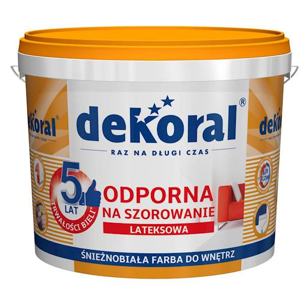 Farba lateks.do wnętrz DEKORAL Akrylit W biała 10L