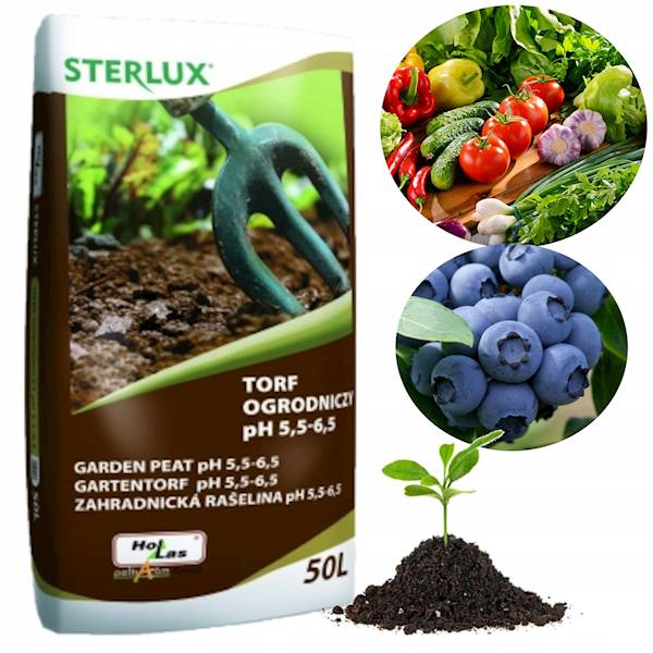 Torf naturalny kwaśny Hollas Sterlux 50L