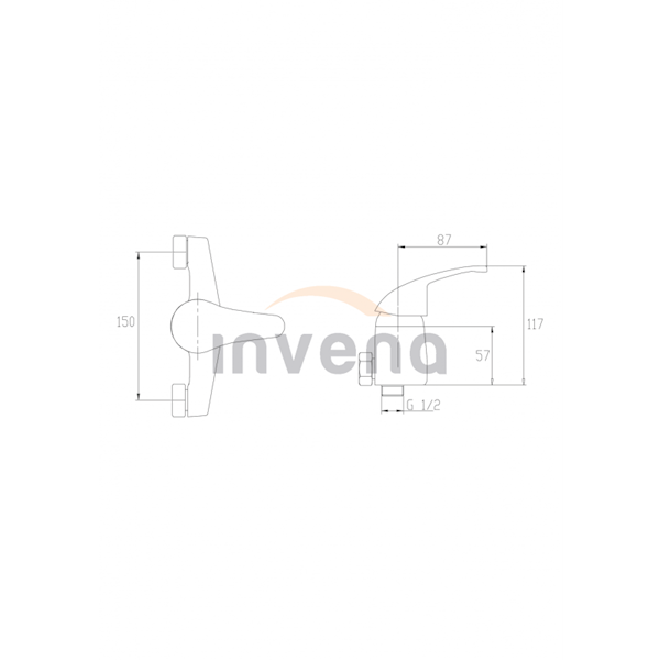 Bateria natryskowa+wąż+rączka Invena PEREA 40mm