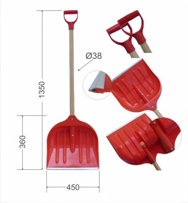Łopata do śniegu plast.duża 45cm kolor,trz.gruby
