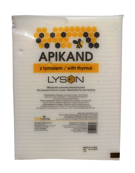 Ciasto pszczel.Łysoń Apikand BeeHome z tymolem 1kg