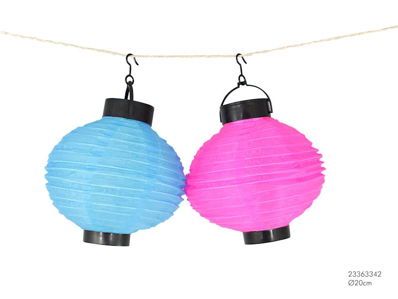LED Lampion SOLAR tekstylny 20 cm kolor / LED Solar chinesse garden light 23363342 8712442901297