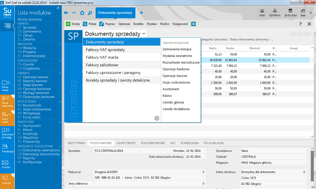 Zestaw biuro rachunkow-płacowe PLUS Nexo (SU+RA+RE+GR+Biu) - Gotowy na KSeF