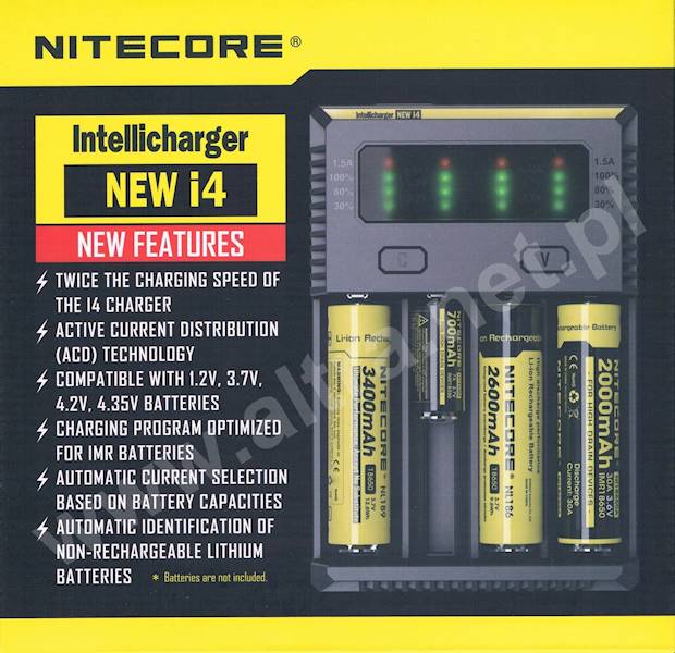 ŁADOWARKA NITECORE New i4       Liion/LiFePO4/NiMh