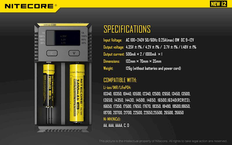 ŁADOWARKA NITECORE New i2       Liion/LiFePO4/NiMh