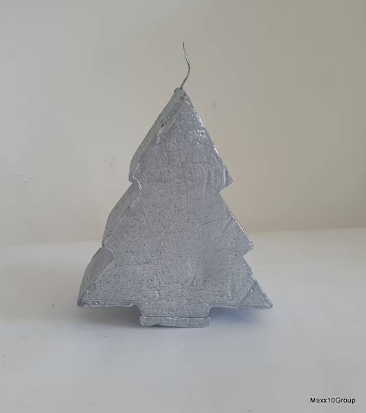 Swieczka choinka srebrna 10x5x13 cm/Christmas tree candle silver