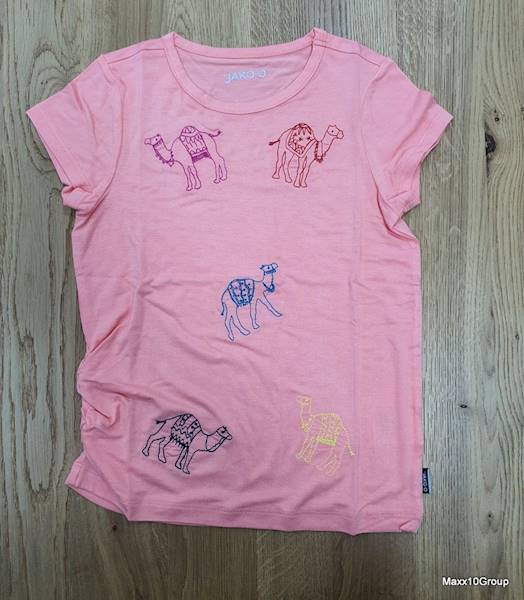 Bluzka dziewczeca krotki rekaw koralowy rozm. 128/134 JAKO 407081 M-nr 400701/Coral short-sleeved girl's blouse