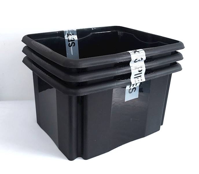 Zestaw 3 x emil skrzynka obrotowa 24 l czarny KEEEPER / Set 3 pcs 24 l plastic box black