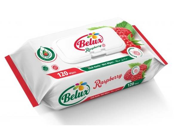 Chusteczki nawilzane malinowe 120 szt / Raspberry wet wipes 120 pcs