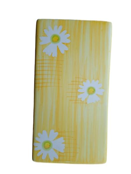 Wazon ceramiczny zolty w kwiatuszki 19462 PIER/Yellow ceramic vase with flowers
