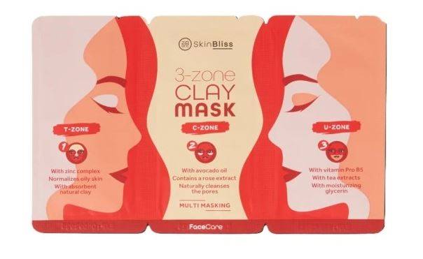 Maska glinkowa 3-strefowa 24 szt / 3-zone clay mask 24 pcs