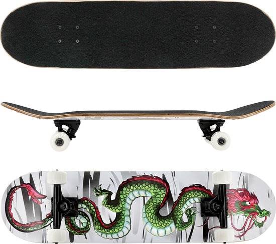 Deskorolka "Smok" bialo-zielony / Skateboard "Dragon" white and green 