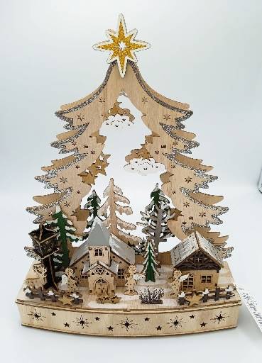 Choinka drewniana z domkami led TT13815 / Wooden Christmas tree with LED houses
