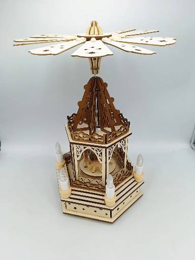 Drewniana dekoracja wiatrakowa piramida TT13817 / Wooden windmill pyramid decoration