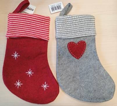 Swiateczna skarpeta 28 cm z wieszakiem mix TT12287 / Christmas stocking 28 cm with hanger mix