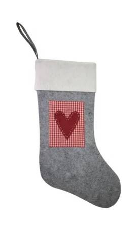 Swiateczna skarpeta 42 cm z wieszakiem szara TT12283 / Christmas stocking with hanger 42cm grey