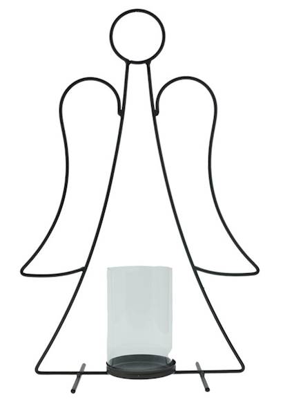 Swiecznik metalowy czarny "Aniol" 691235 / Black metal candlestick "Angel"