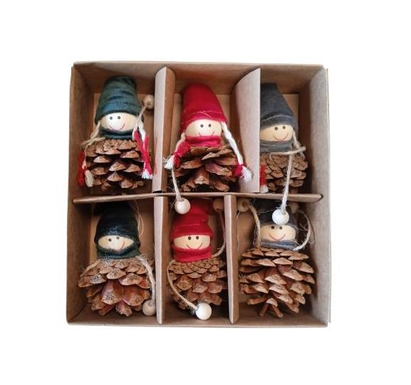 Zestaw 6 zawieszek krasnale TT12289 / Set of 6 gnome pendants
