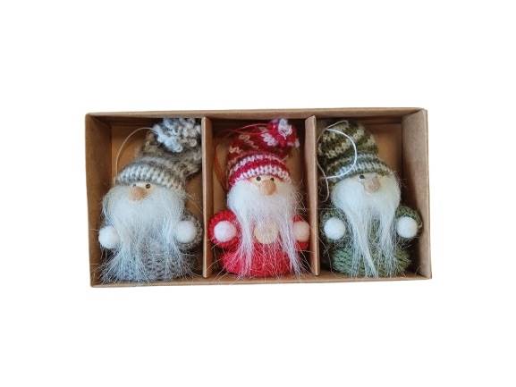 Zestaw 3 ozodbnych wieszakow czapka zimowa gnom TT12295 / Set of 3 decorative hangers winter hat gnome