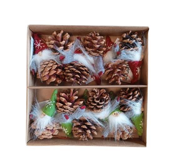 Zestaw 12 zimowych krasnali na szyszkach TT10207 / Set of 12 winter gnomes on pine cones