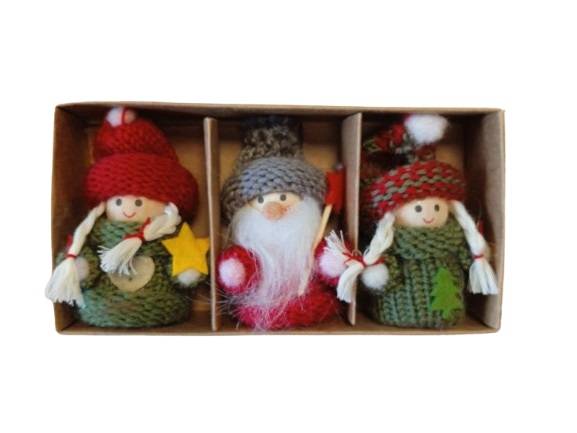 Zestaw 3 ozdobnych wieszakow - gnomow TT10844 / Set of 3 decorative hangers - gnomes