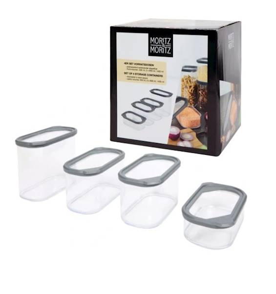 Zestaw 4 pojemnikow do przechowywania 400ml, 2x900ml, 1400ml 3209897 / Set of 4 storage containers