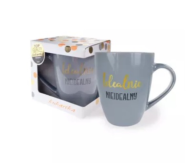 Kubek 300 ml  "Idealnie nieidealny" ( szary ) Q 871 / Mug - "Idealnie nieidealny" (gray)