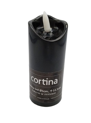 Swieca czarna Led Cortina srednia 5x12,5 cm / Cortina black LED candle medium