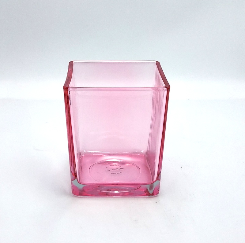 Doniczka kwadrat jasny roz przezroczysta 10x10 cm h-12 cm 70225R / Square flowerpot, light pink, transparent