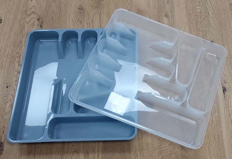 Pojemnik na sztucce 7-czesciowy szary i przezroczysty KEEEPER / Cutlery container, gray and transparent