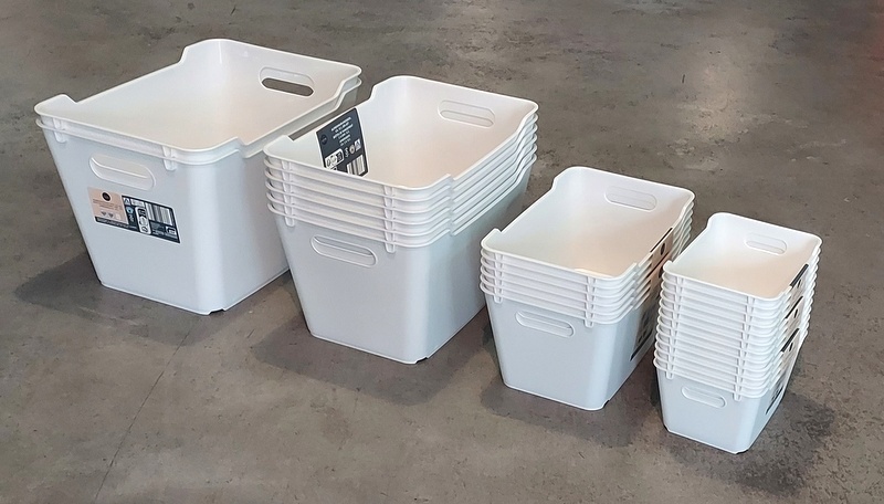 Kpl. 10x pojemnikow lifestyle-box bialych 20l 12l 6l 1,8l / Set 10x lifestyle box containers 20l 12l 6l 1.8l Keeeper