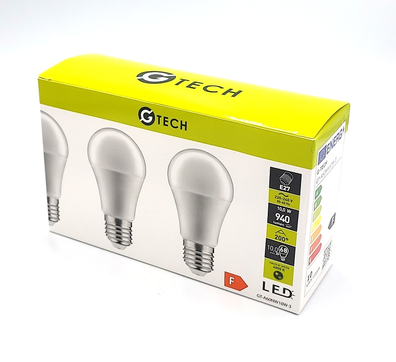 Zarowki 3 szt. E27, 10,0W 940 LUMEN 3000K  GT-A60WW10W-3 / LED bulb