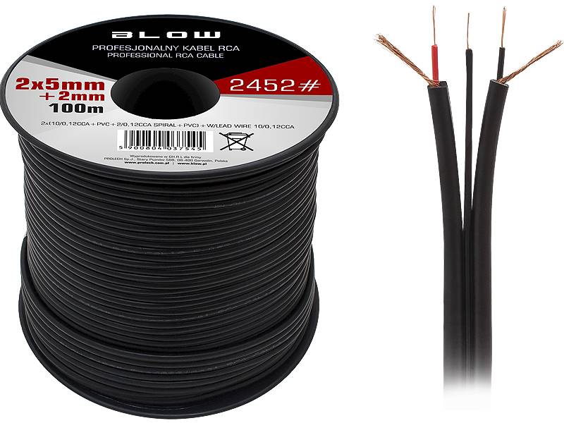 PRZEWÓD RCA AUDIO 2Cx5mm CZARNY+STEROWANIE