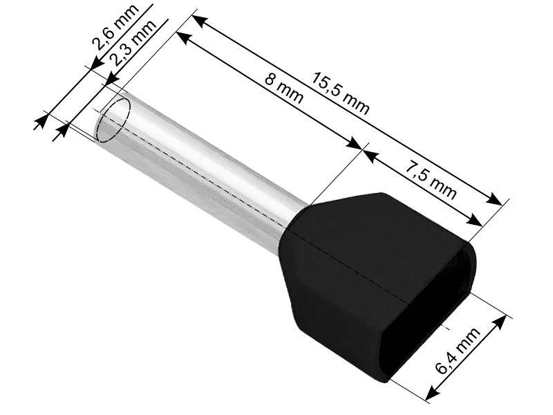 KONEKTOR IZOL.TULEJKA 2x1,5/8 CZARNA (100szt)