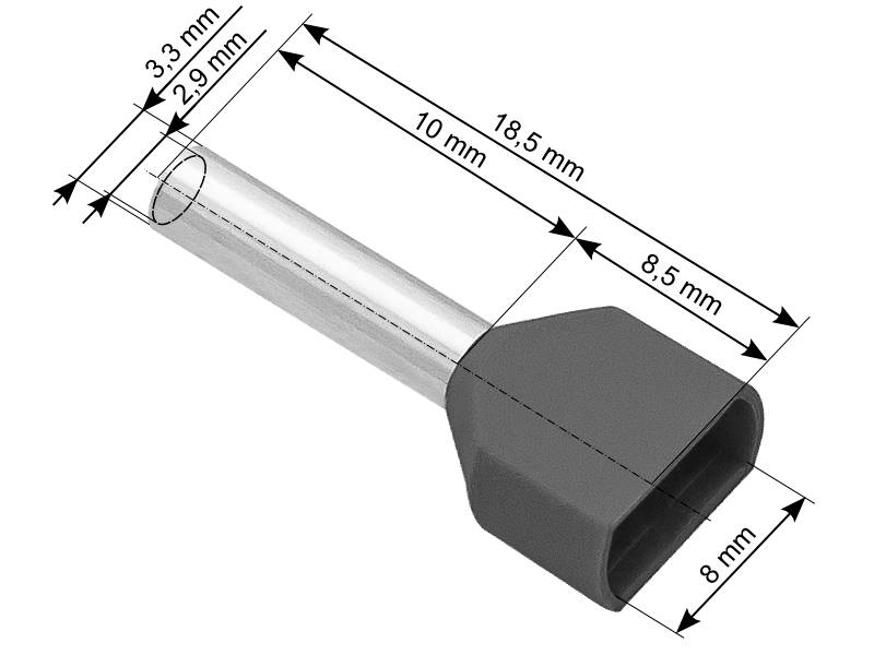 KONEKTOR IZOL.TULEJKA 2x2,5/10 SZARA (100szt)