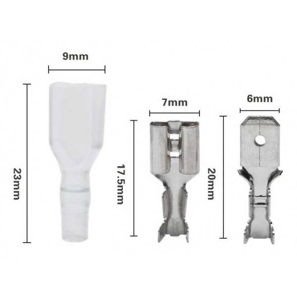 ZESTAW KONEKTORÓW 6,3mm+KOSZULKI 100szt. E5933