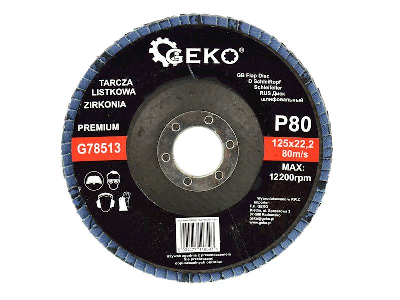ŚCIERNICA LISTKOWA 125mm P80 "CYRKON" PREMIUM GEKO