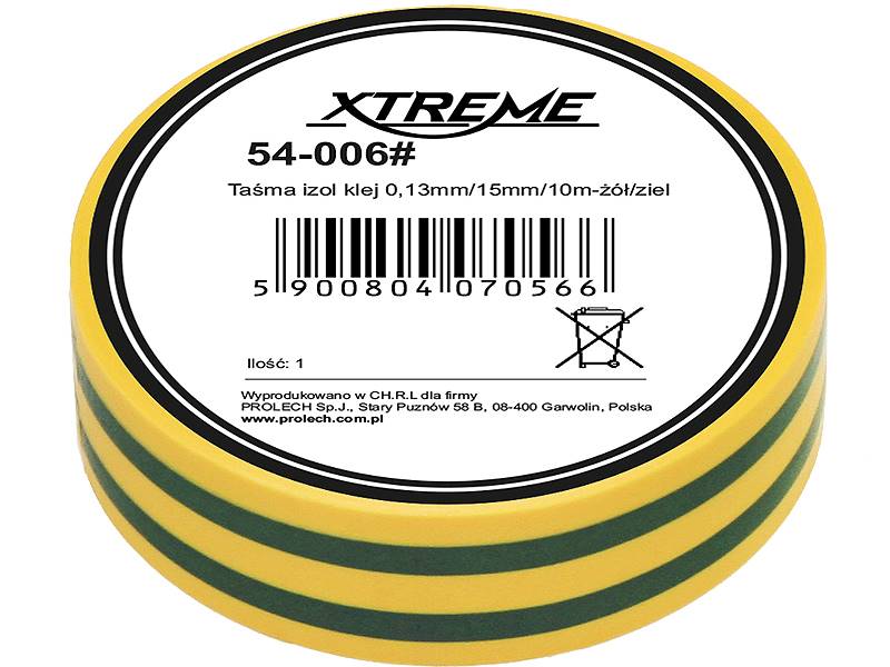 TAŚMA IZOLACYJNA PCV 0,13mm/15mm/10m ŻÓŁ-ZIEL