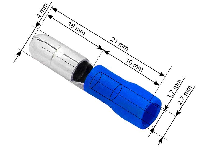 KONEKTOR IZOL. WTYK 4,0/21mm NIEBIESKI (100szt)