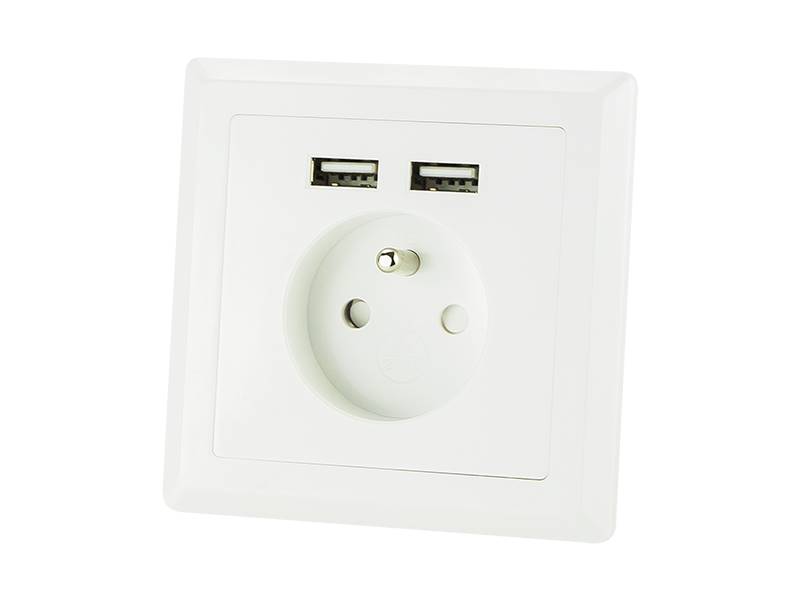 GNIAZDO P/T 230V+2xUSB 2,1A