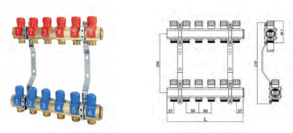ROZDZIELACZ 3 OBWOD. Z ZAWORAMI REGULACYJNYMI 